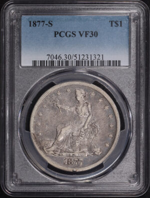 Obverse of this 1877-S Trade Dollar PCGS VF-30