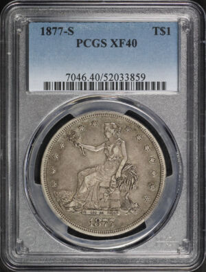 Obverse of this 1877-S Trade Dollar PCGS XF-40