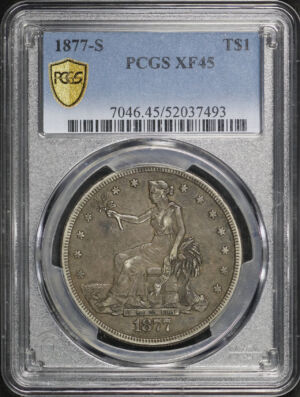 Obverse of this 1877-S Trade Dollar PCGS XF-45