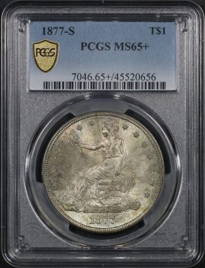 Obverse of this 1877-S Trade Dollar PCGS MS-65+