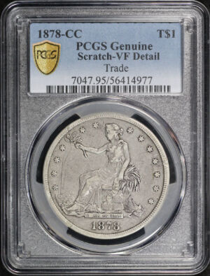 Obverse of this 1878-CC Trade Dollar PCGS VF Details Scratch