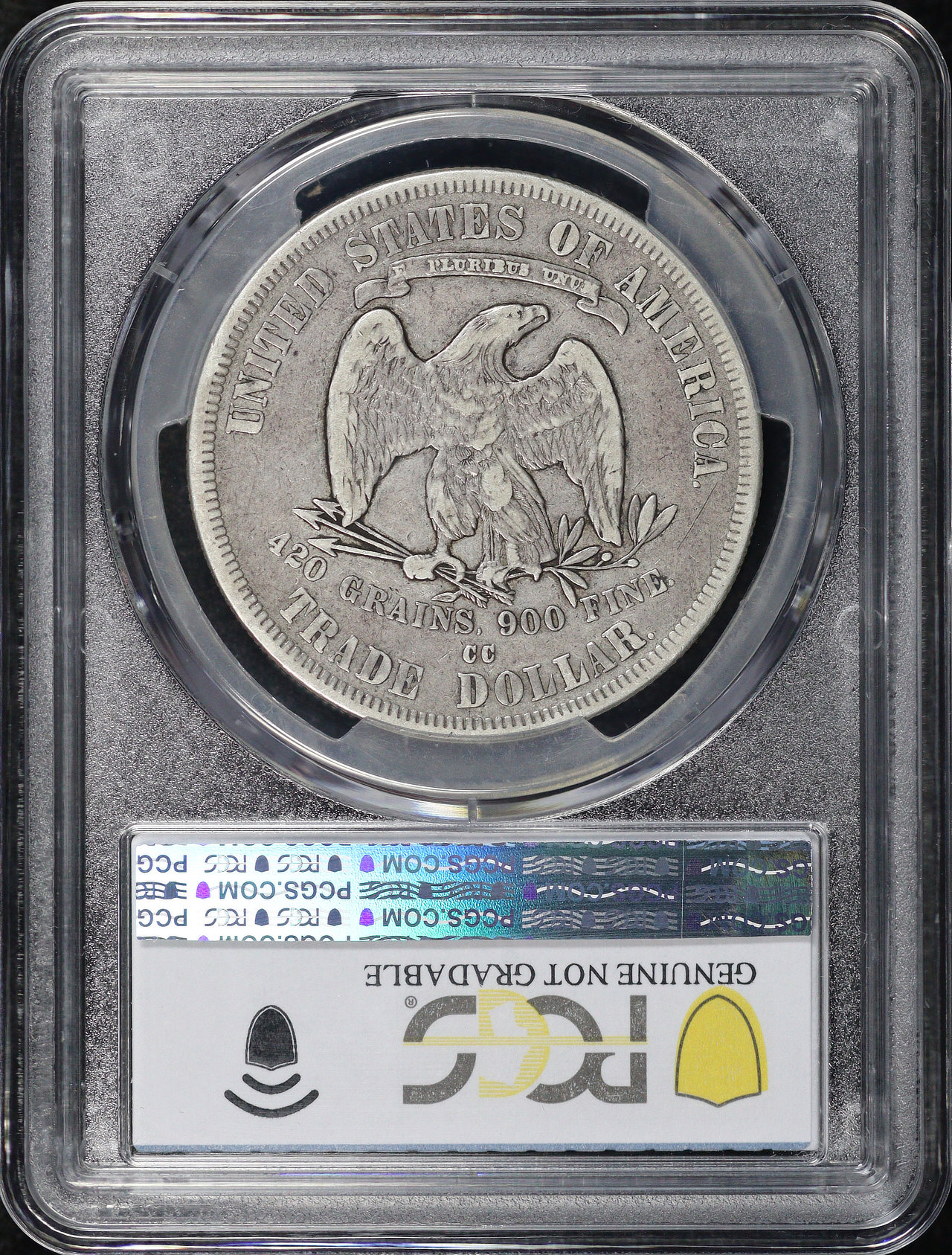 Reverse of this 1878-CC Trade Dollar PCGS VF Details Scratch