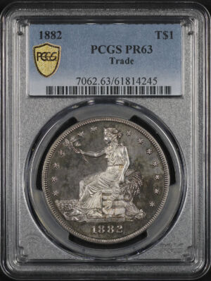 Obverse of this 1882 Trade Dollar PCGS PR-63
