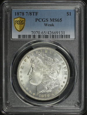 Obverse of this 1878 7TF Weak Morgan Dollar PCGS MS-65