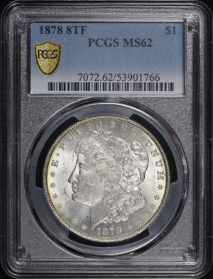 Obverse of this 1878 8TF Morgan Dollar PCGS MS-62