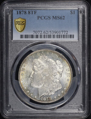 Obverse of this 1878 8TF Morgan Dollar PCGS MS-62
