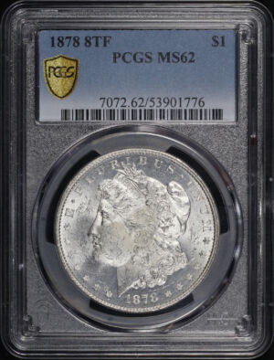 Obverse of this 1878 8TF Morgan Dollar PCGS MS-62