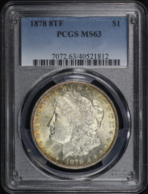 Obverse of this 1878 8TF Morgan Dollar PCGS MS-63