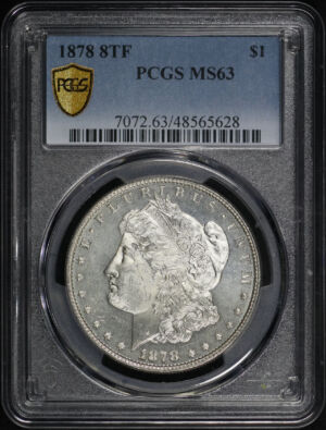 Obverse of this 1878 8TF Morgan Dollar PCGS MS-63