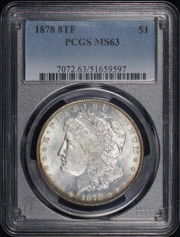 Obverse of this 1878 8TF Morgan Dollar PCGS MS-63