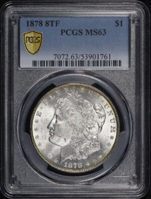 Obverse of this 1878 8TF Morgan Dollar PCGS MS-63