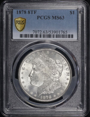 Obverse of this 1878 8TF Morgan Dollar PCGS MS-63
