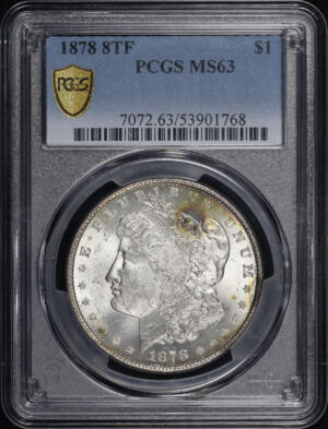 Obverse of this 1878 8TF Morgan Dollar PCGS MS-63