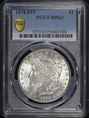 Obverse of this 1878 8TF Morgan Dollar PCGS MS-63