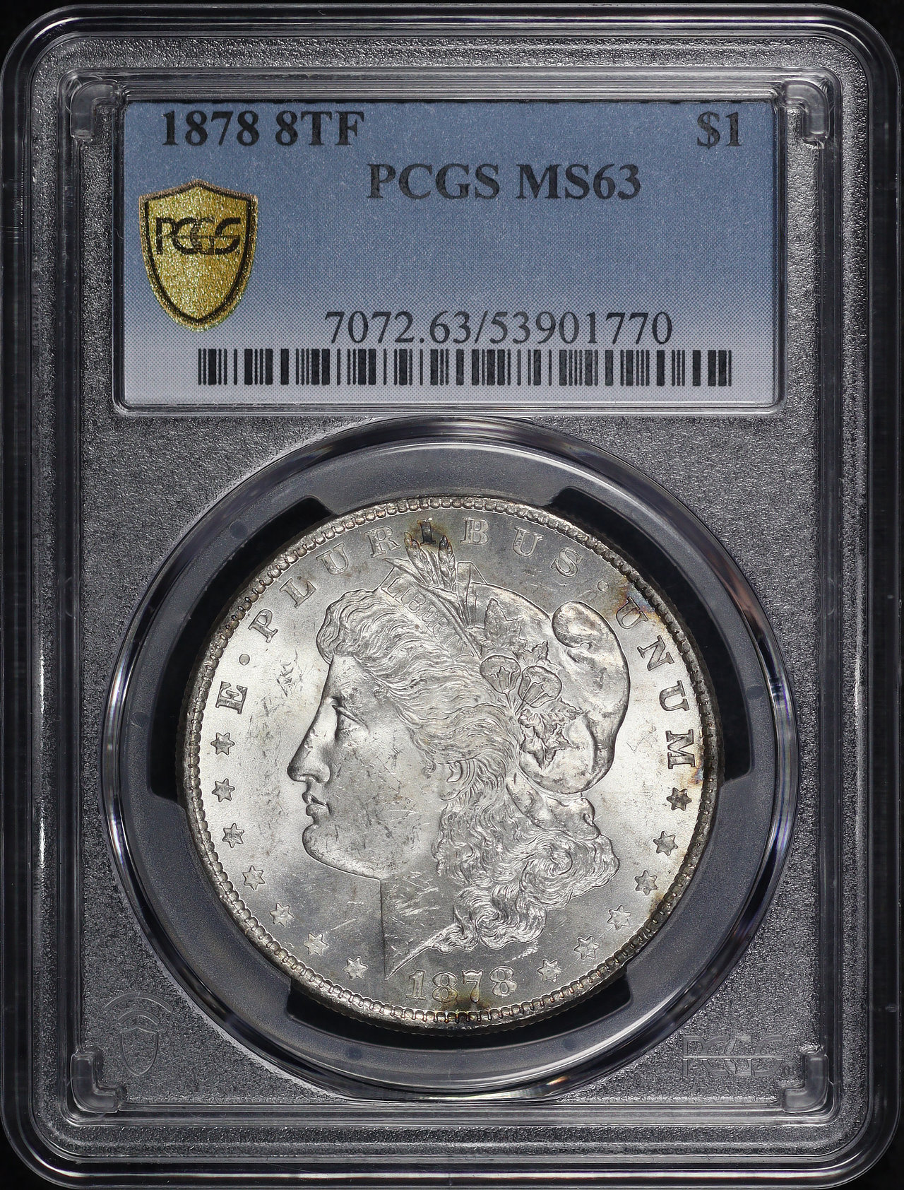 Obverse of this 1878 8TF Morgan Dollar PCGS MS-63