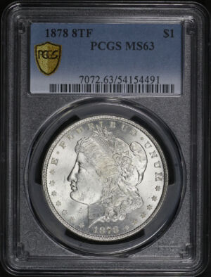 Obverse of this 1878 8TF Morgan Dollar PCGS MS-63