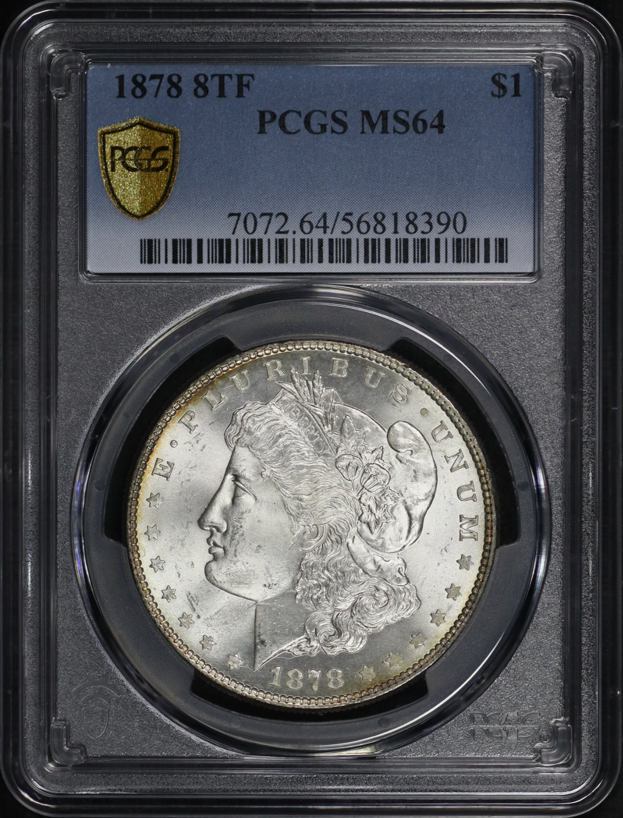 Obverse of this 1878 8TF Morgan Dollar PCGS MS-64