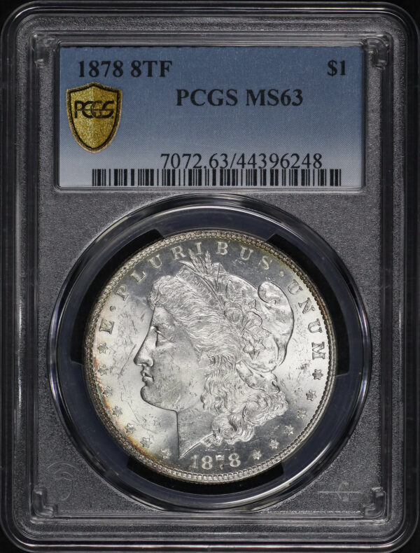 Obverse of this 1878 8TF Morgan Dollar PCGS MS-63