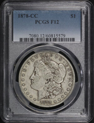 Obverse of this 1878-CC Morgan Dollar PCGS F-12