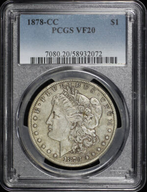 Obverse of this 1878-CC Morgan Dollar PCGS VF-20