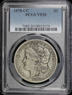 Obverse of this 1878-CC Morgan Dollar PCGS VF-20