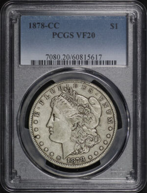 Obverse of this 1878-CC Morgan Dollar PCGS VF-20