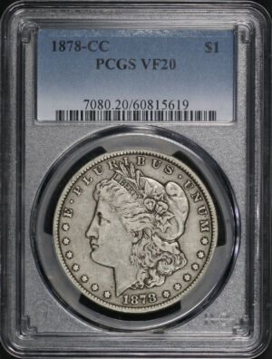 Obverse of this 1878-CC Morgan Dollar PCGS VF-20