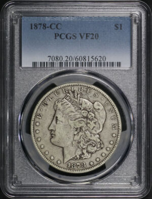 Obverse of this 1878-CC Morgan Dollar PCGS VF-20