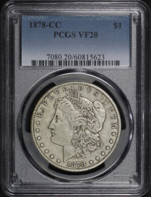 Obverse of this 1878-CC Morgan Dollar PCGS VF-20