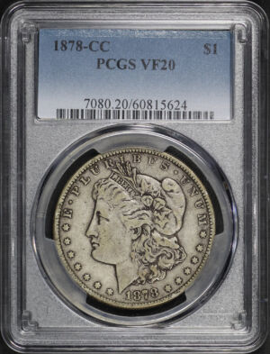 Obverse of this 1878-CC Morgan Dollar PCGS VF-20