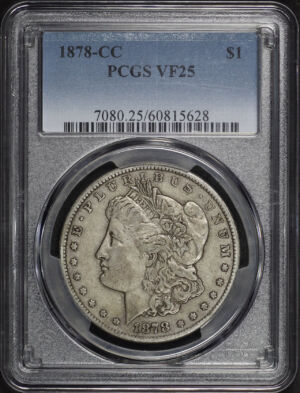 Obverse of this 1878-CC Morgan Dollar PCGS VF-25