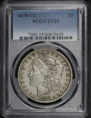 Obverse of this 1878-CC Morgan Dollar PCGS VF-25