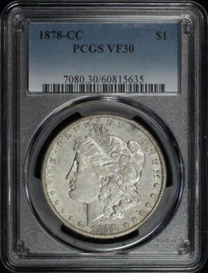 Obverse of this 1878-CC Morgan Dollar PCGS VF-30