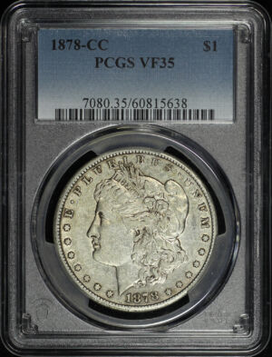 Obverse of this 1878-CC Morgan Dollar PCGS VF-35