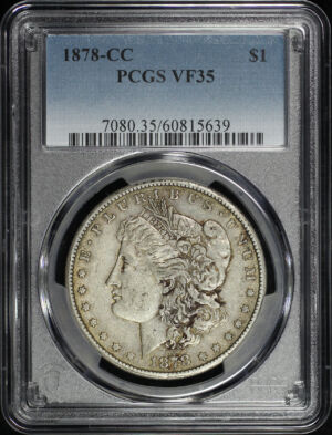 Obverse of this 1878-CC Morgan Dollar PCGS VF-35