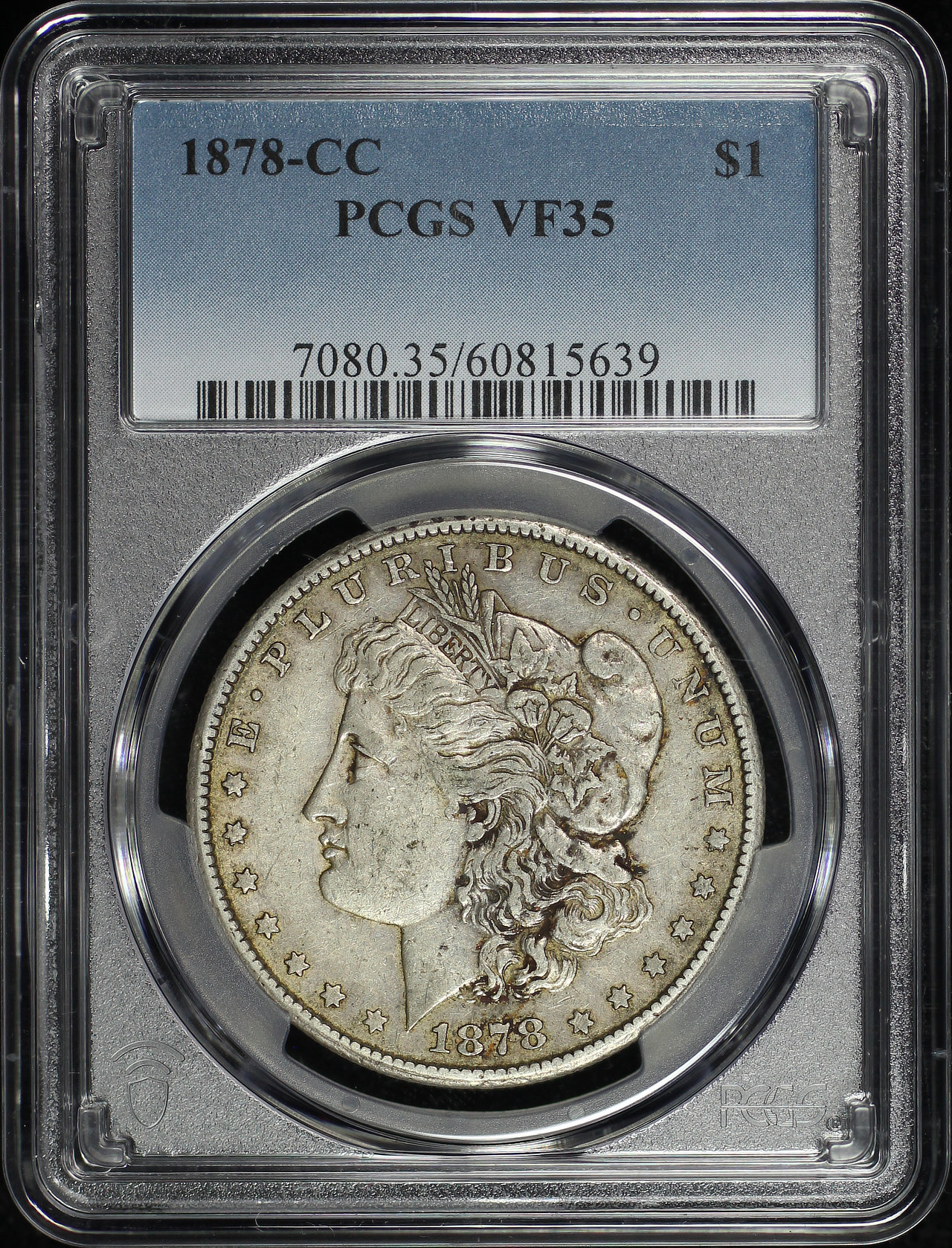 Obverse of this 1878-CC Morgan Dollar PCGS VF-35