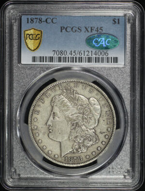 Obverse of this 1878-CC Morgan Dollar PCGS XF-45 CAC