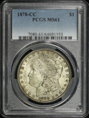 Obverse of this 1878-CC Morgan Dollar PCGS MS-61
