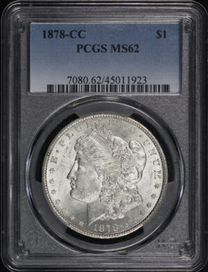 Obverse of this 1878-CC Morgan Dollar PCGS MS-62