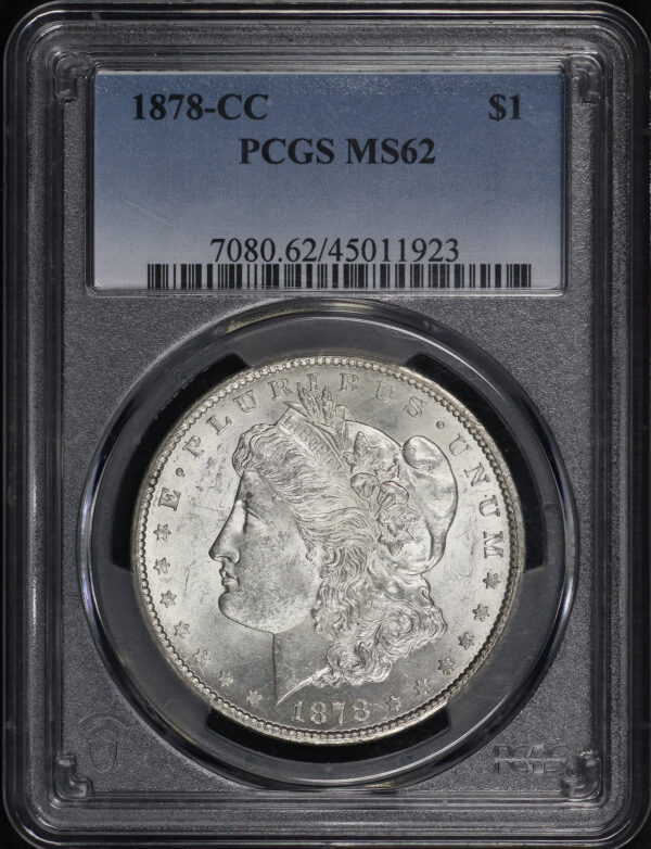 Obverse of this 1878-CC Morgan Dollar PCGS MS-62