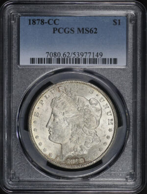 Obverse of this 1878-CC Morgan Dollar PCGS MS-62