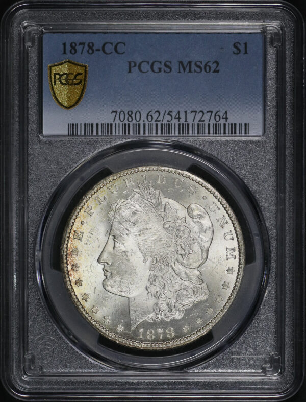 Obverse of this 1878-CC Morgan Dollar PCGS MS-62