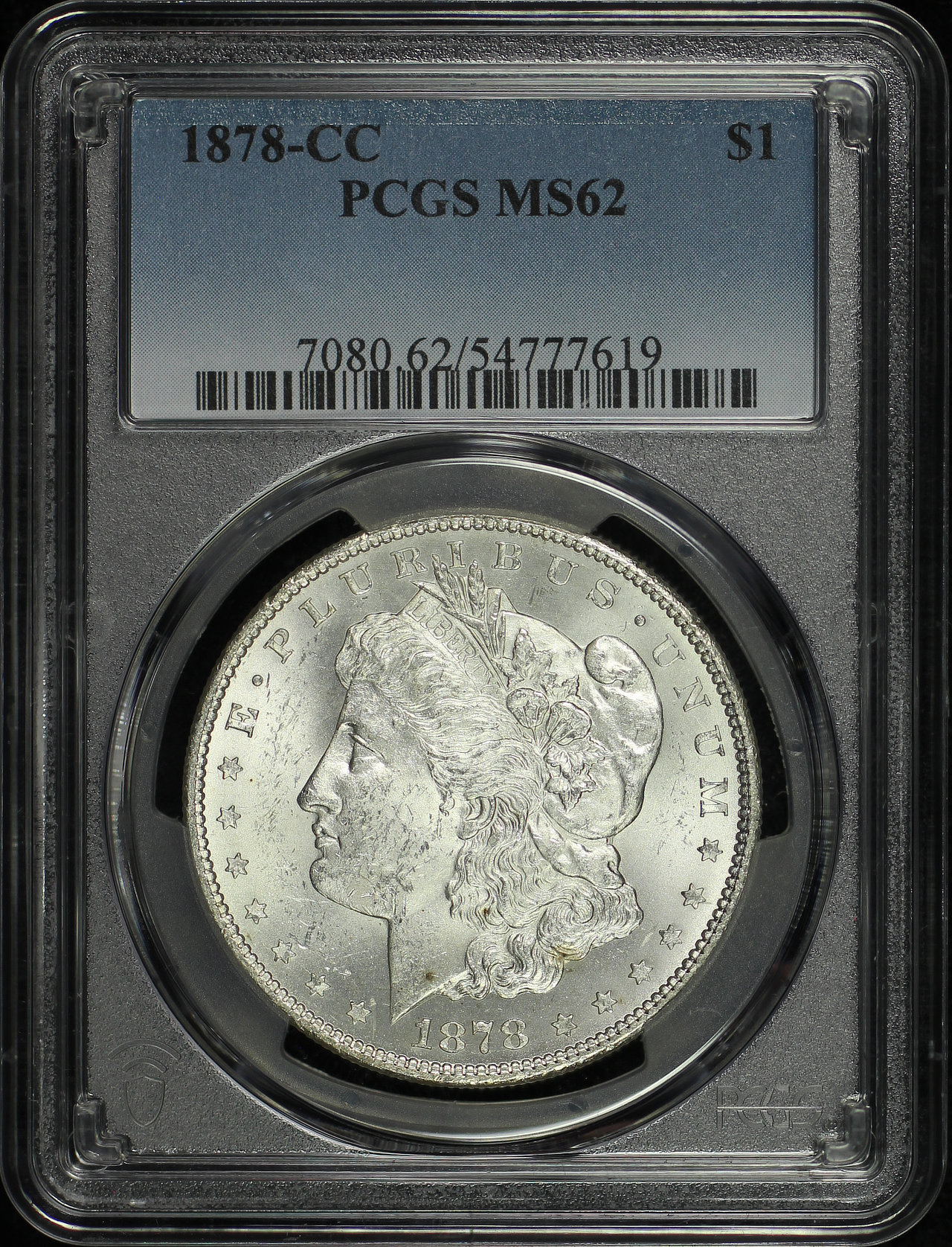 Obverse of this 1878-CC Morgan Dollar PCGS MS-62