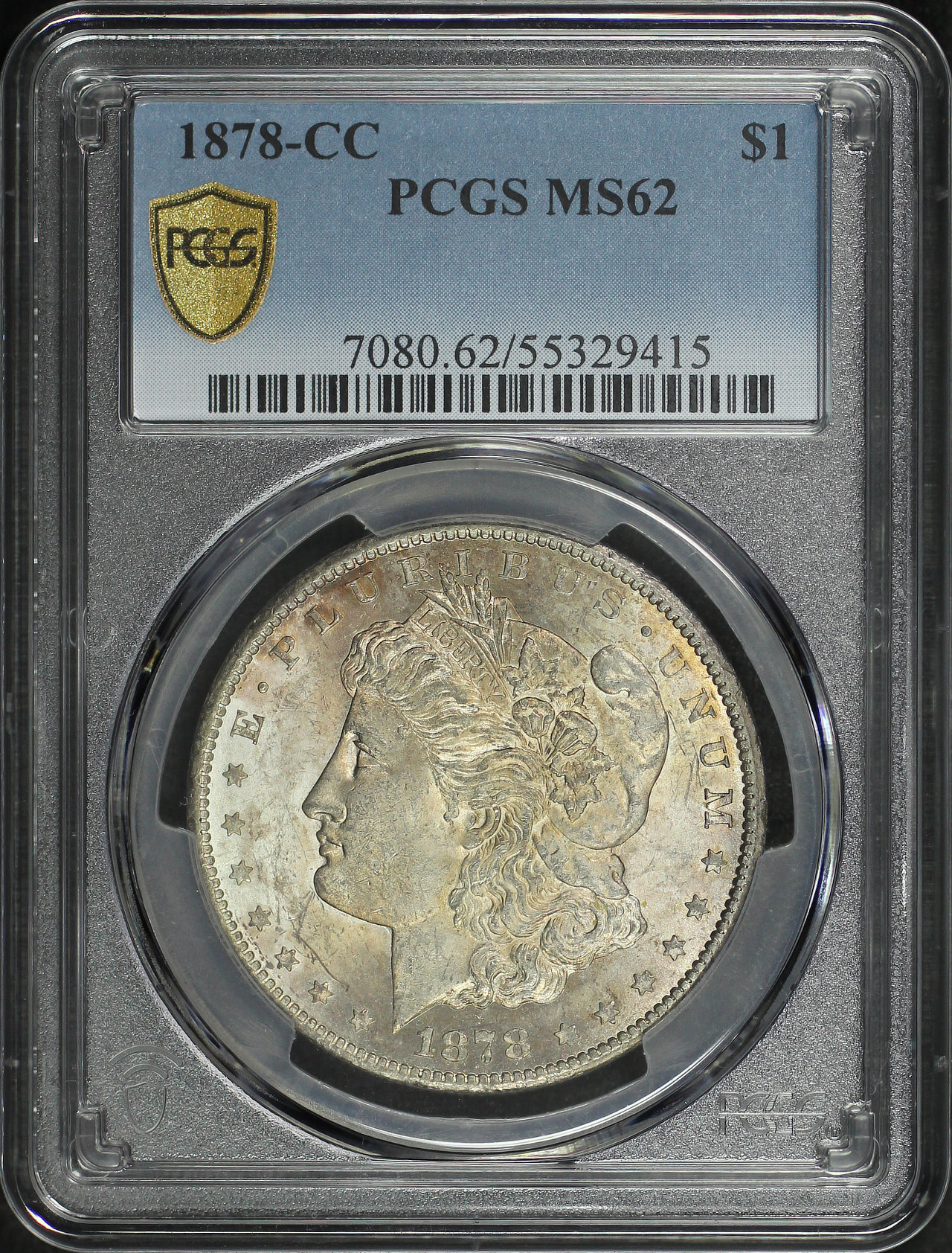 Obverse of this 1878-CC Morgan Dollar PCGS MS-62
