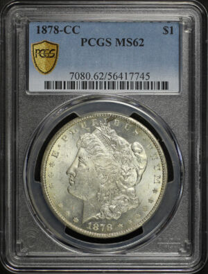Obverse of this 1878-CC Morgan Dollar PCGS MS-62