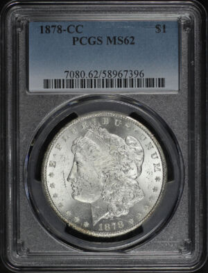 Obverse of this 1878-CC Morgan Dollar PCGS MS-62