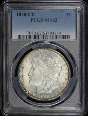 Obverse of this 1878-CC Morgan Dollar PCGS MS-62
