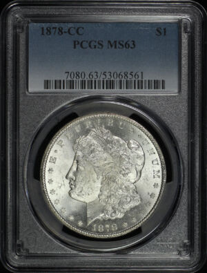 Obverse of this 1878-CC Morgan Dollar PCGS MS-63