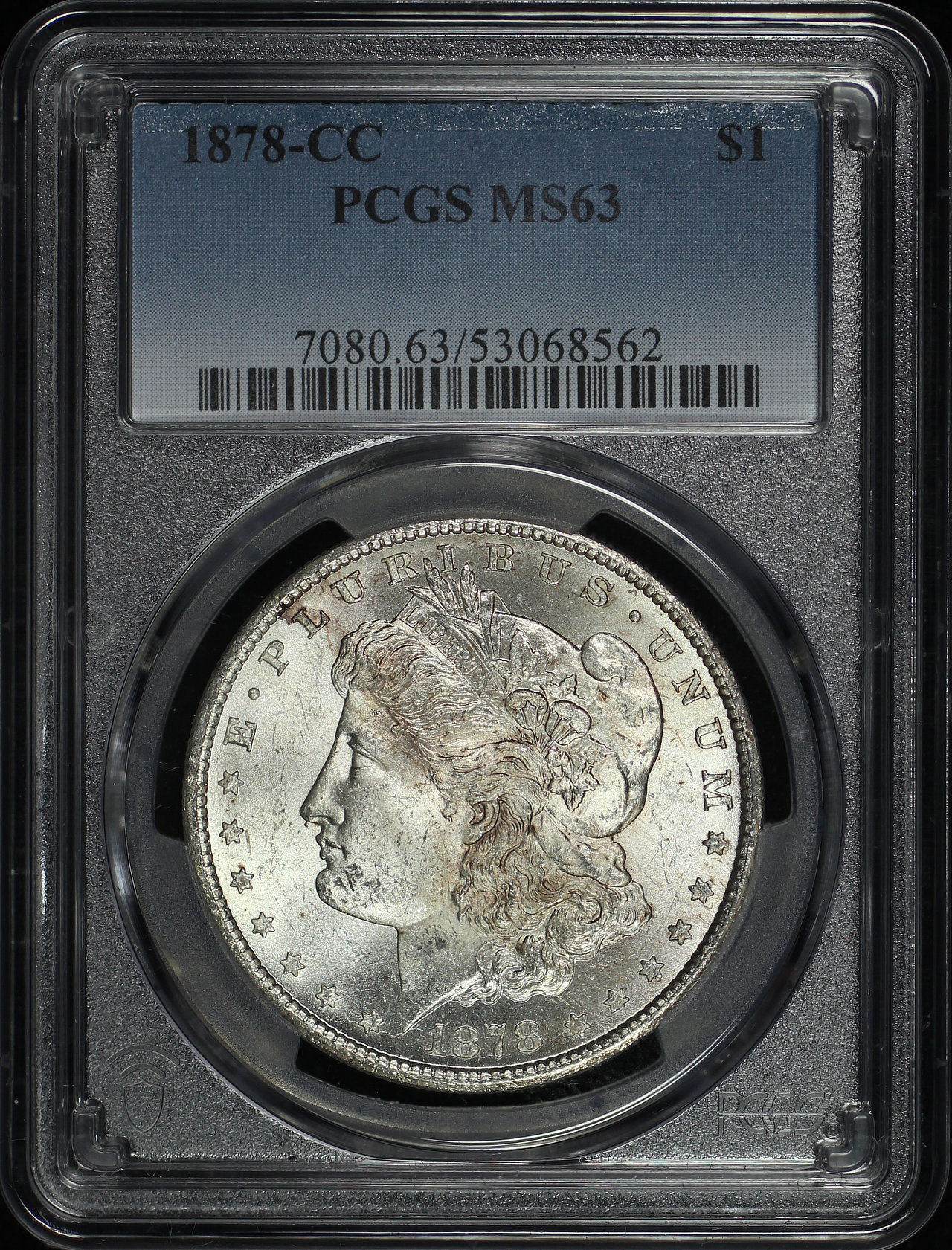 Obverse of this 1878-CC Morgan Dollar PCGS MS-63