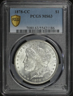 Obverse of this 1878-CC Morgan Dollar PCGS MS-63